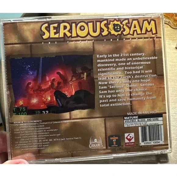 Serious Sam: The First Encounter (PC, 2001) Rated M Booklet Shooter God Games